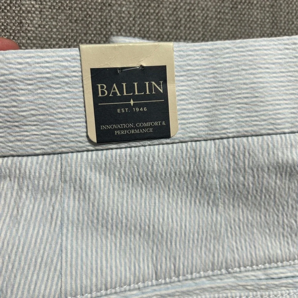 Ballin Mansfield Relaxed Fit Pants Mens 34 (Fits 35x36) Blue Seersucker Stripe